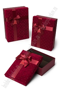 Коробки бархатные прямоугольные 3 в 1, 29*21*9,5 см, (SF-8226), красный №3
