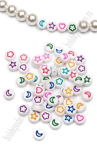 Бусины круглые "Ассорти" 7 мм (500 гр) SF-7263, белый/микс