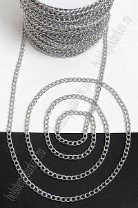 Цепь декоративная 7,5*4,9 мм (50 м) SF-2530, серебро