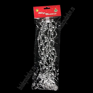 Новогодние бусы на нитке 2,7 м, SF-8172, серебряный №1