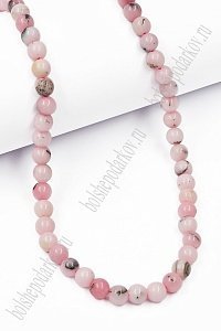 Бусины круглые на нитке 6 мм (SF-7590) опал розовый