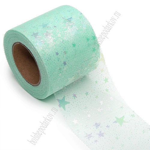 Фатин «Звездочки» 5,5 см*15 ярд (SF-6037) аквамариновый №18