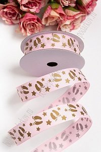 Лента репсовая 2 см с рисунком &quot;Ножки&quot; SF-3471, розовый