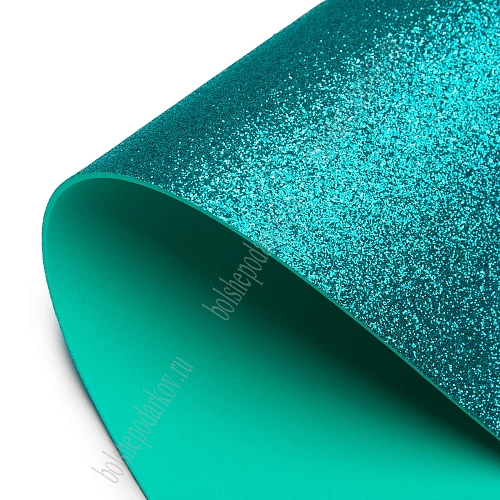 Фоамиран глиттерный 2 мм, 40*60 см Premium (10 листов) SF-3010, аквамариновый №022