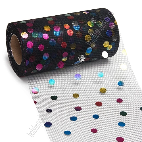 Фатин &amp;quot;Разноцветный горох&amp;quot; 15 см*25 ярд (SF-2951) черный