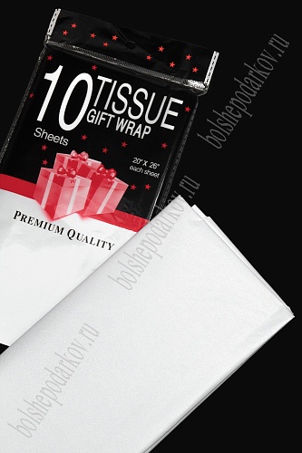 Бумага тишью жемчужная 50*66 см (10 листов) SF-5155, белый