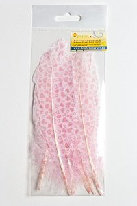 Перья декоративные 16*4,5 см (6 шт) &quot;Сердечки&quot; красные