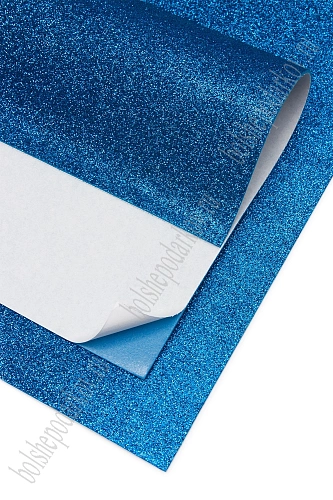 Фоамиран глиттерный самоклеющ. А4 (10 листов) SF-1957, синий №020А