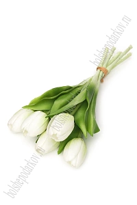 Веточка декоративная "Тюльпан" 32 см (5 шт) SF-8136, белый