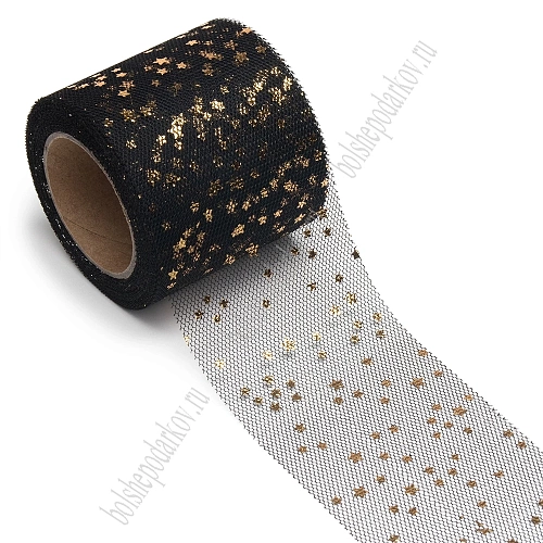 Фатин «Звездочки» 5,5 см*15 ярд (SF-5809) черный/золото №2