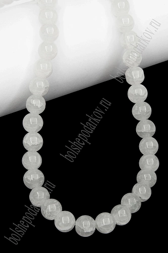 Бусины круглые на леске 8 мм (SF-8081) кварц имитация молочный