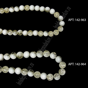 Бусины круглые на леске 10 мм (SF-8079) сахарный кварц имитация кремовый