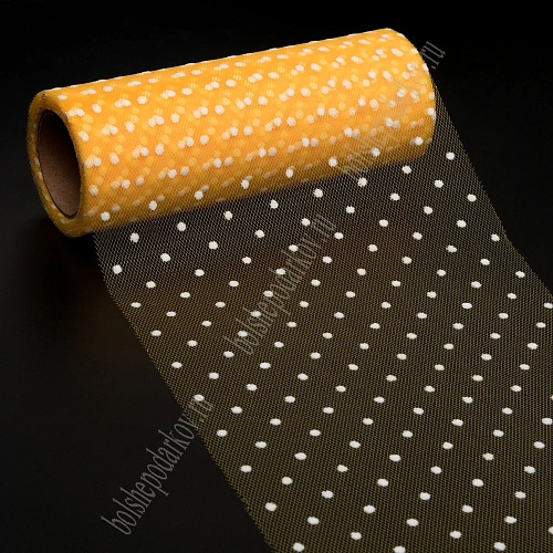 Фатин в горошек 15 см*10 ярд (SF-2941) светло-оранжевый №45