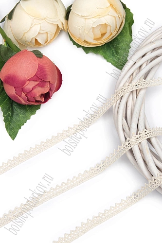 Кружево хлопковое 1 см*10 ярд (SF-2895) бежевый