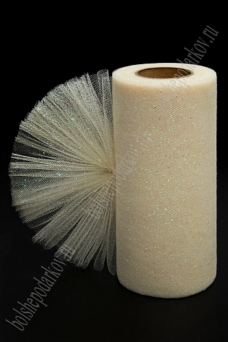 Фатин с блестками 15 см*25 ярд (SF-604) бежевый №7