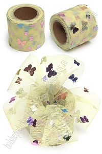 Фатин «Бабочки» 5,5 см*15 ярд (SF-6041) светло-желтый №19