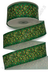 Лента репсовая 4 см*25 ярд с рисунком &quot;Новогодняя&quot; SF-7332, №3