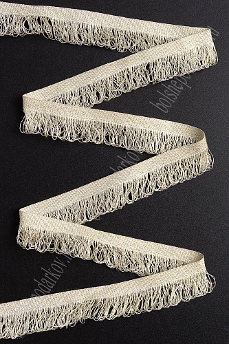 Тесьма отделочная 2 см*5 ярд &amp;quot;Бахрома&amp;quot; (SF-2462) бежевый/золото