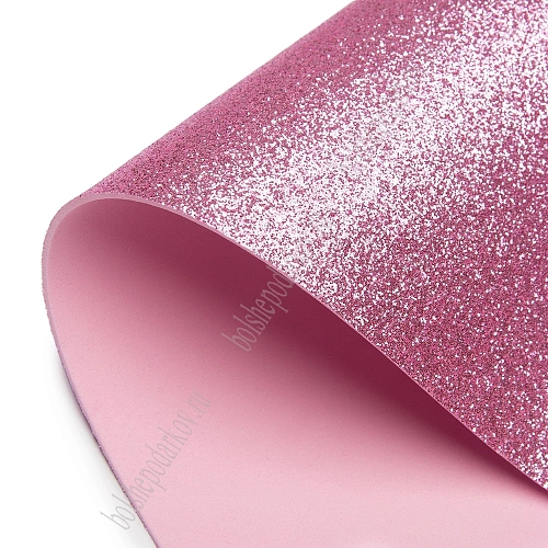 Фоамиран глиттерный 2 мм, 40*60 см Premium (10 листов) SF-3010, розовый №2010