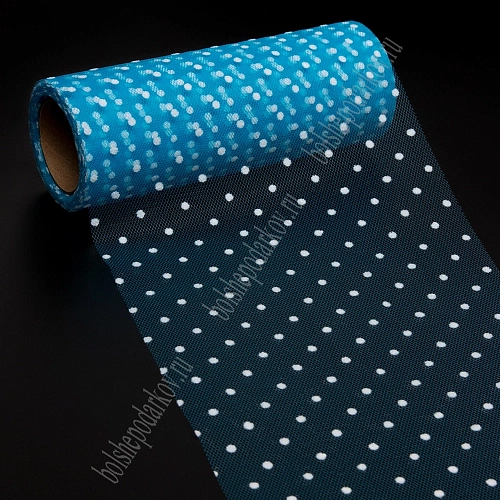 Фатин в горошек 15 см*10 ярд (SF-2941) бирюзовый №1