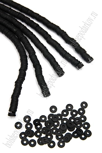 Бусины плоские 6 мм на леске 40 см (5 шт) SF-7285, черный