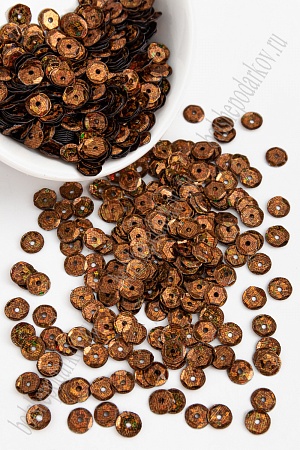 Пайетки круглые 6,5 мм*500 гр. (SF-1146) коричневый №50107