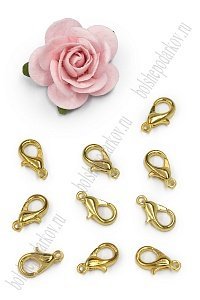 Застежка-карабин 10 мм (50 шт) SF-7717, золото