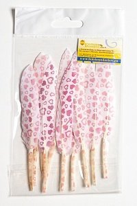 Перья декоративные 15*2,2 см (10 шт) &quot;Сердечки&quot; красные