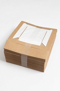 Коробка крафтовая с окошком 20*20*4 см TABOX PRO 1500 (25 шт)