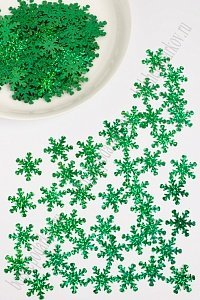 Пайетки &quot;Снежинки&quot; 2,5 см*500 гр (SF-1135) зеленый №А95