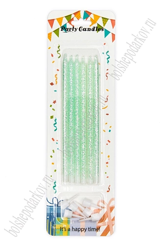 Свечи праздничные  (6 шт) SF-7830, аквамариновый