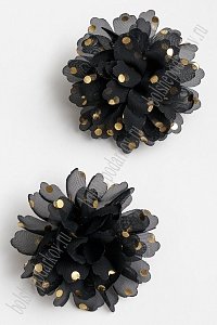Цветочек шифоновый в горошек 9 см (20 шт) SF-5924, черный №80