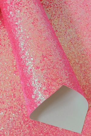 Кожзам с крупными блестками А4 (5 листов) SF-3933, ярко-розовый