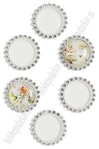 Крышечка-серединка со стразами (10 шт) SF-008, белый №001