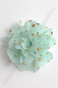 Цветочек шифоновый в горошек 9 см (20 шт) SF-5924, светло-аквамариновый №45 УЦЕНКА