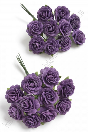 Тайские бумажные цветочки 2 см на веточке &quot;Розочка&quot; (20 шт) R4/185, фиолетовый