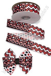 Лента репсовая 2,5 см*25 ярд с рисунком &quot;Микс&quot; SF-7478, №7