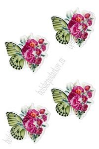 Кабошон-вырубка &quot;Бабочка с цветами&quot; 3,5*3,2 см (10 шт) SF-6034, №1