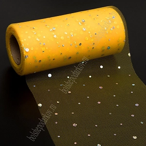 Фатин с пайетками &quot;Горох&quot; 15 см*25 ярд (SF-2939) светло-оранжевый №45