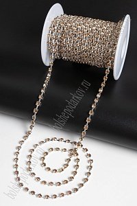 Стразы в бобине SS16 (4 мм*10 ярд) SF-2053, золото в серебряной оправе