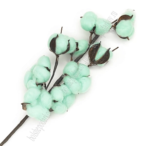 Веточка декоративная 50 см &quot;Хлопок&quot; (SF-1908) аквамарин