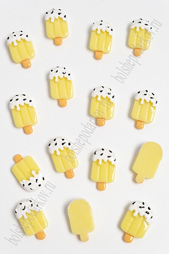 Кабошон &amp;quot;Мороженое на палочке, посыпка&amp;quot; (20 шт) SF-3106, светло-желтый