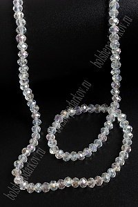 Бусины стеклянные, прозрачные перламутр., на леске "Rondelle" 4 мм (SF-668) белый №216