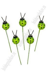 Божьи коровки на веточке 3*1,8 см (20 шт) SF-2329, салатовый