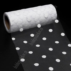 Фатин &quot;Крупный горох&quot; 15 см*15 ярд (SF-3779) белый/белый