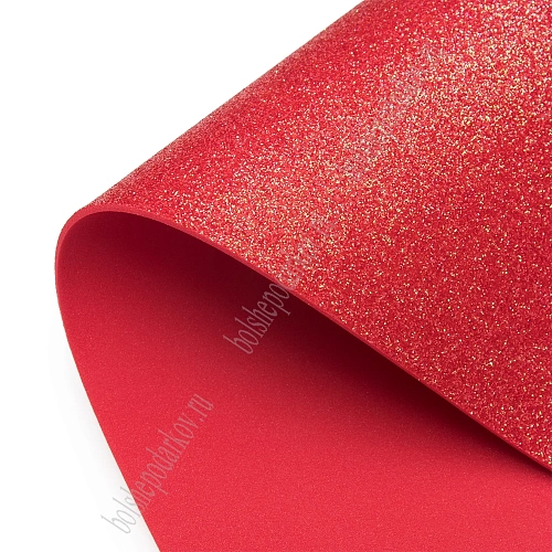Фоамиран глиттерный А4, перламутровый 2 мм Premium (10 листов) SF-1956, красный №035С