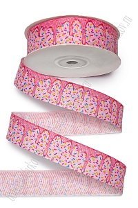 Лента репсовая 2,5 см*25 ярд с рисунком &quot;Посыпка&quot; SF-6131