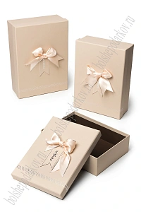 Коробки прямоугольные с бантом 3 в 1, 29*21*9,5 см, (SF-8227), бежевый №7