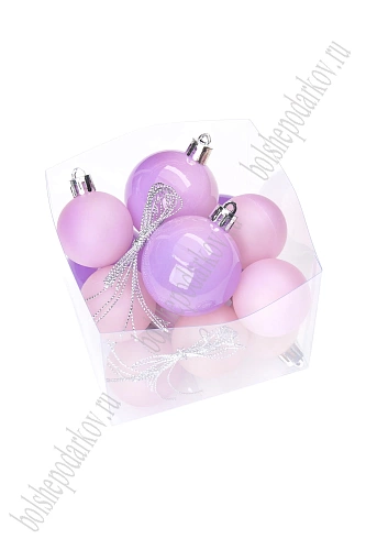 Набор новогодних шаров микс (12 шт) SF-8001, фиолетовый №4