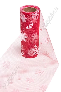 Фатин &quot;Снежинки&quot; 15 см*10 ярд (SF-7523) красный